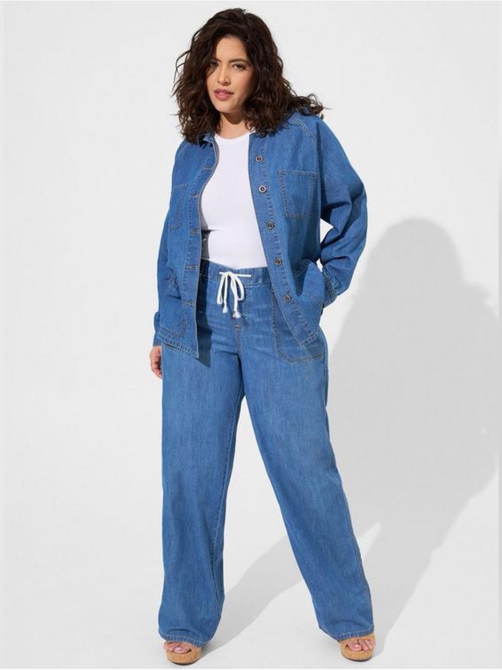 (SET) Torrid Denim Raglan Chore Jacket and Wide Leg Pant SET